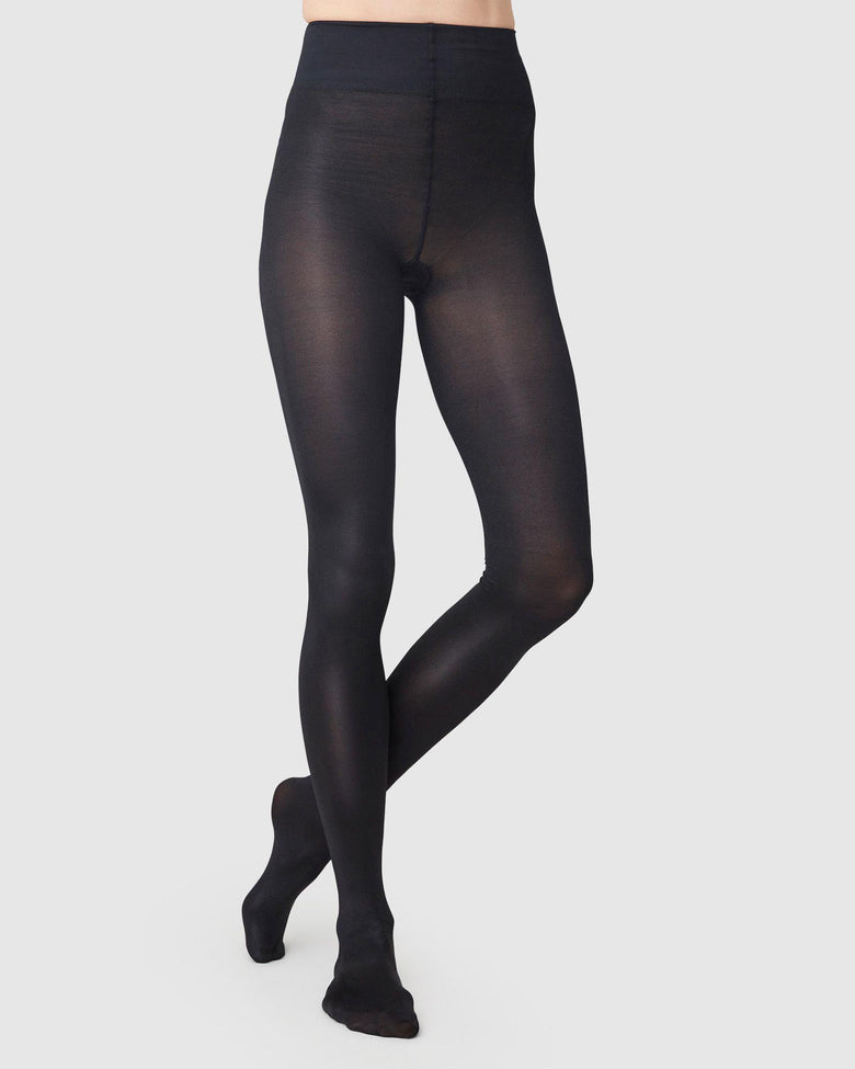 The Sanna Glossy Tights in Black by Swedish Stockings
