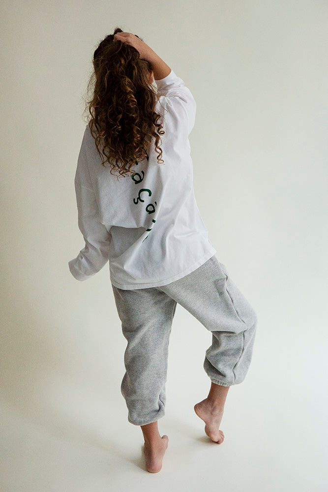 Façade Cuff Long Sleeve Tee in White