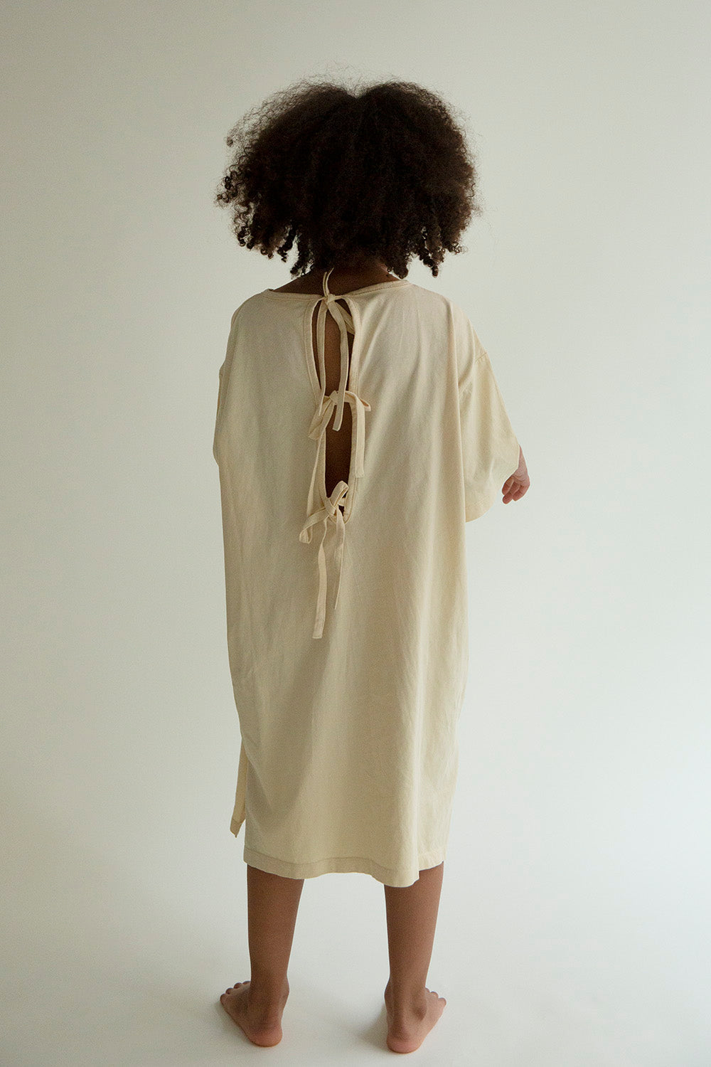 Façade Soleil Tee Dress with Ribbons in Butter