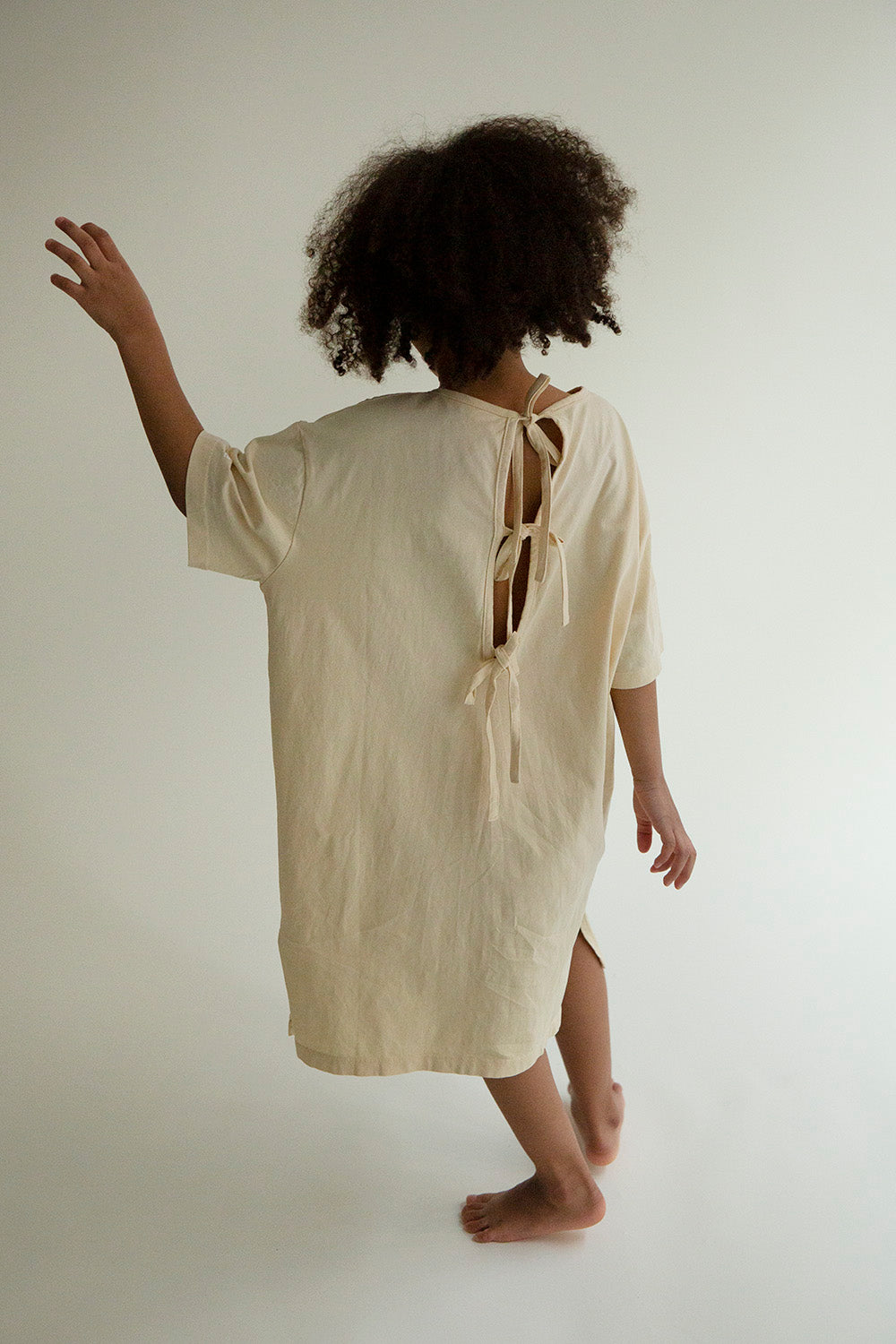 Façade Soleil Tee Dress with Ribbons in Butter