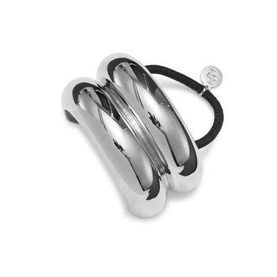 Lelet Glossy Double Arch Pony Cuff in Rhodium