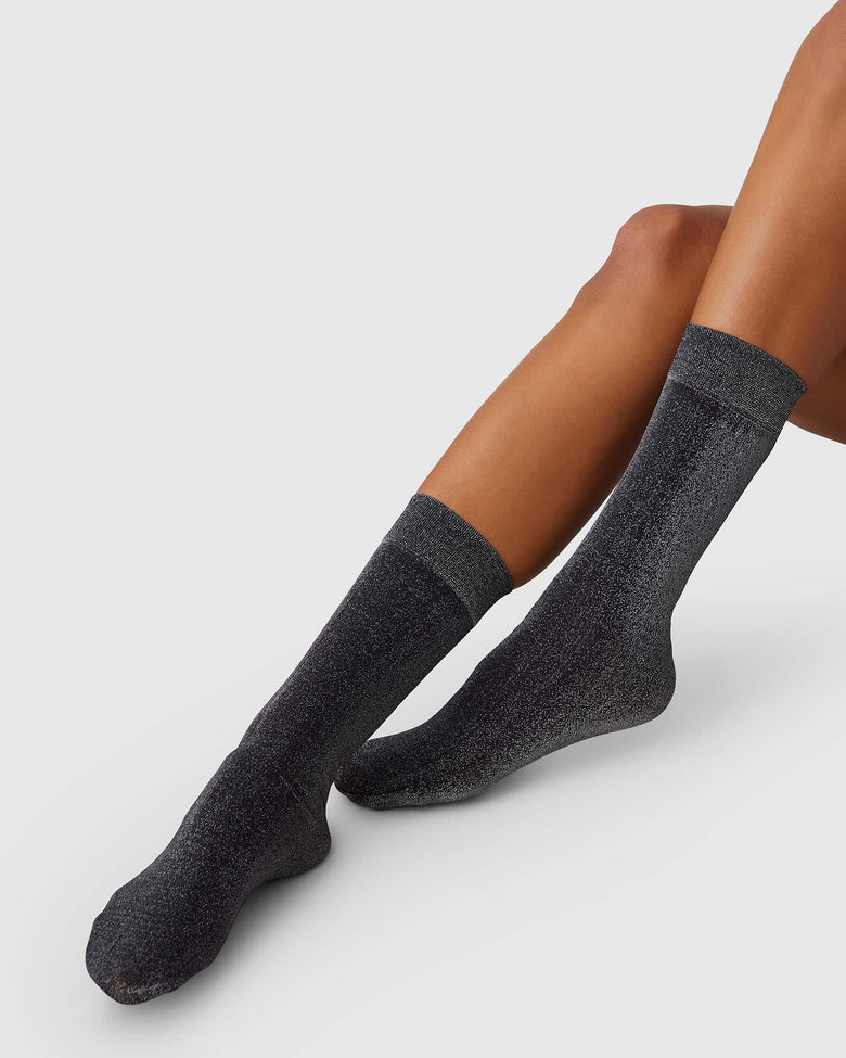 Swedish Stockings Ines Shimmery Socks in Black