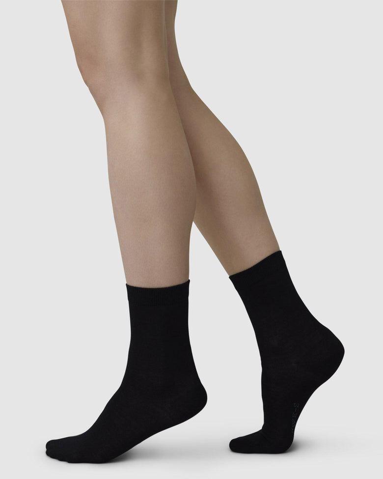 The Johanna Organic Wool Socks in Black by Swedish Stockings