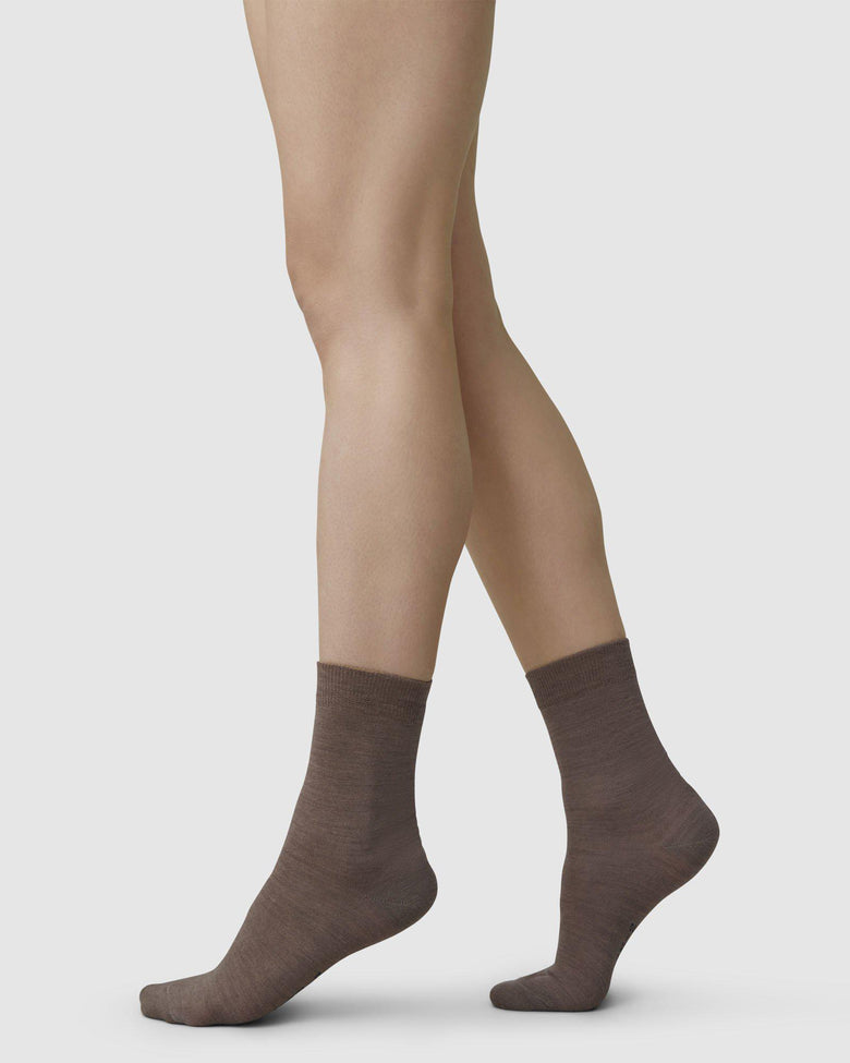 Swedish Stockings Johanna Organic Wool Socks in Mid Brown