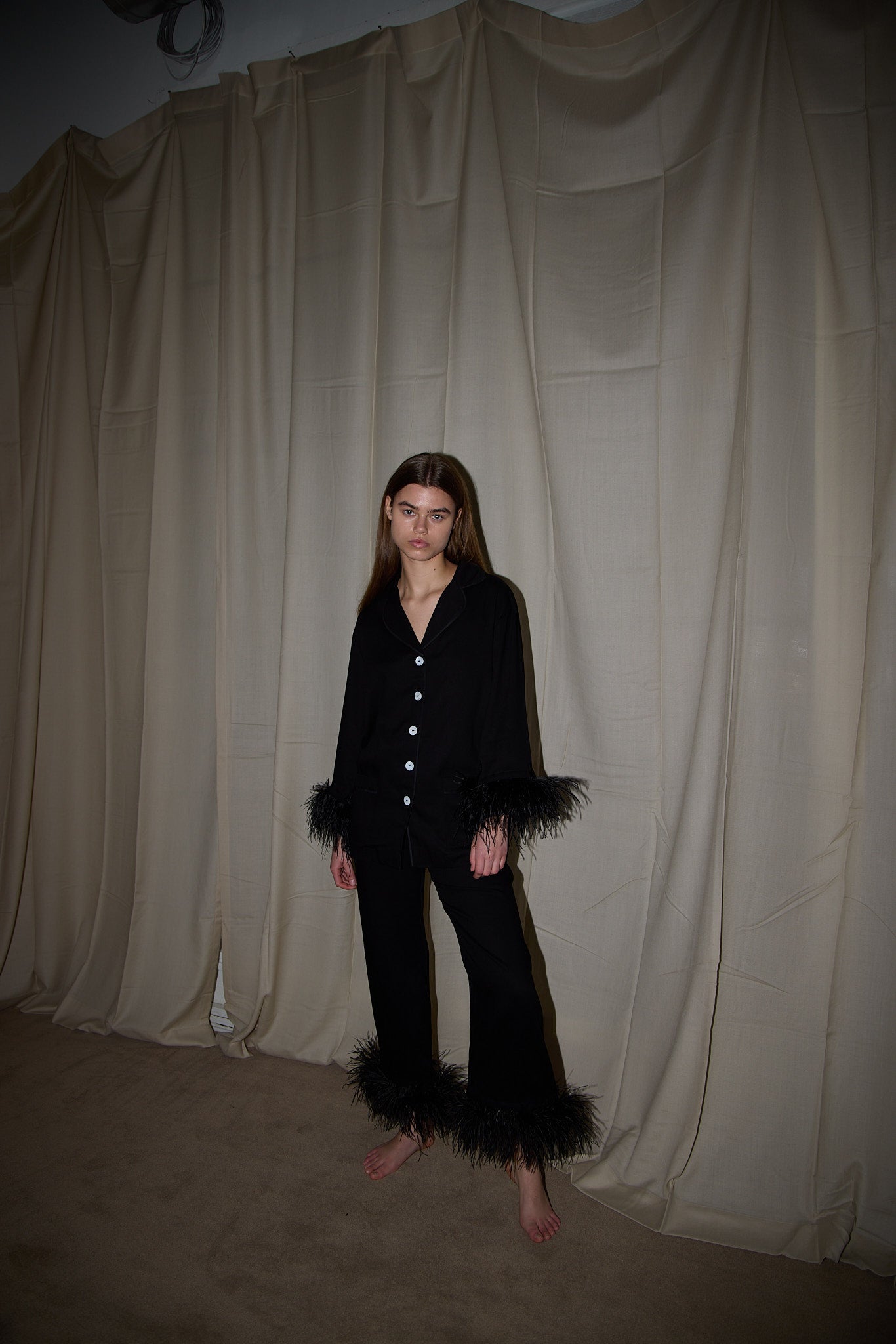 The Party Black Pajamas Set with Detachable Feathers by Daily Sleeper