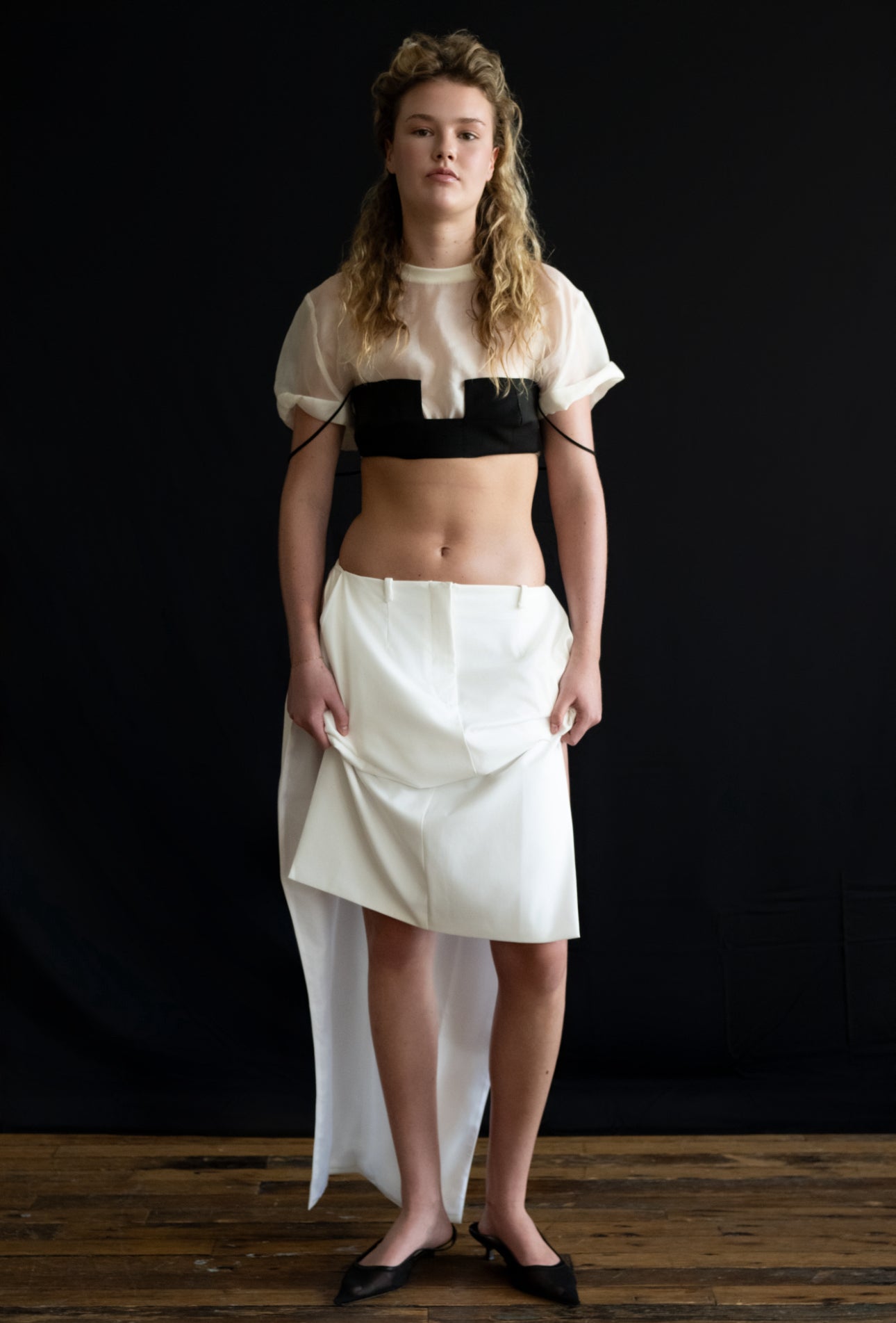 The Sharp Maxi Skirt in White by Bevza
