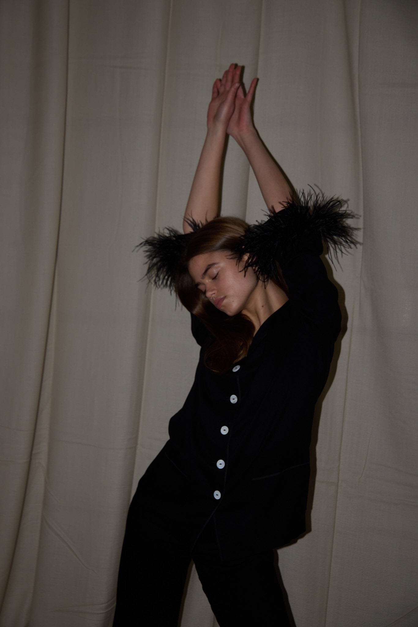 The Party Black Pajamas Set with Detachable Feathers by Daily Sleeper
