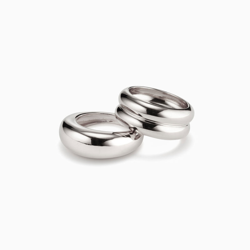 AGMES Domed Ridge Ring Set in Sterling Silver