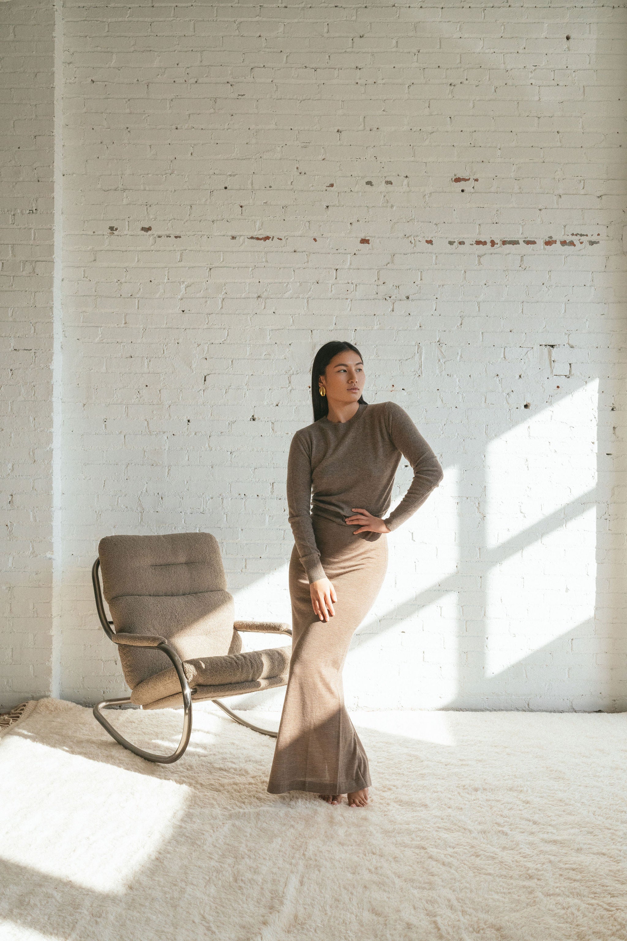 The Emma Cashmere Skirt in Millet by Éterne
