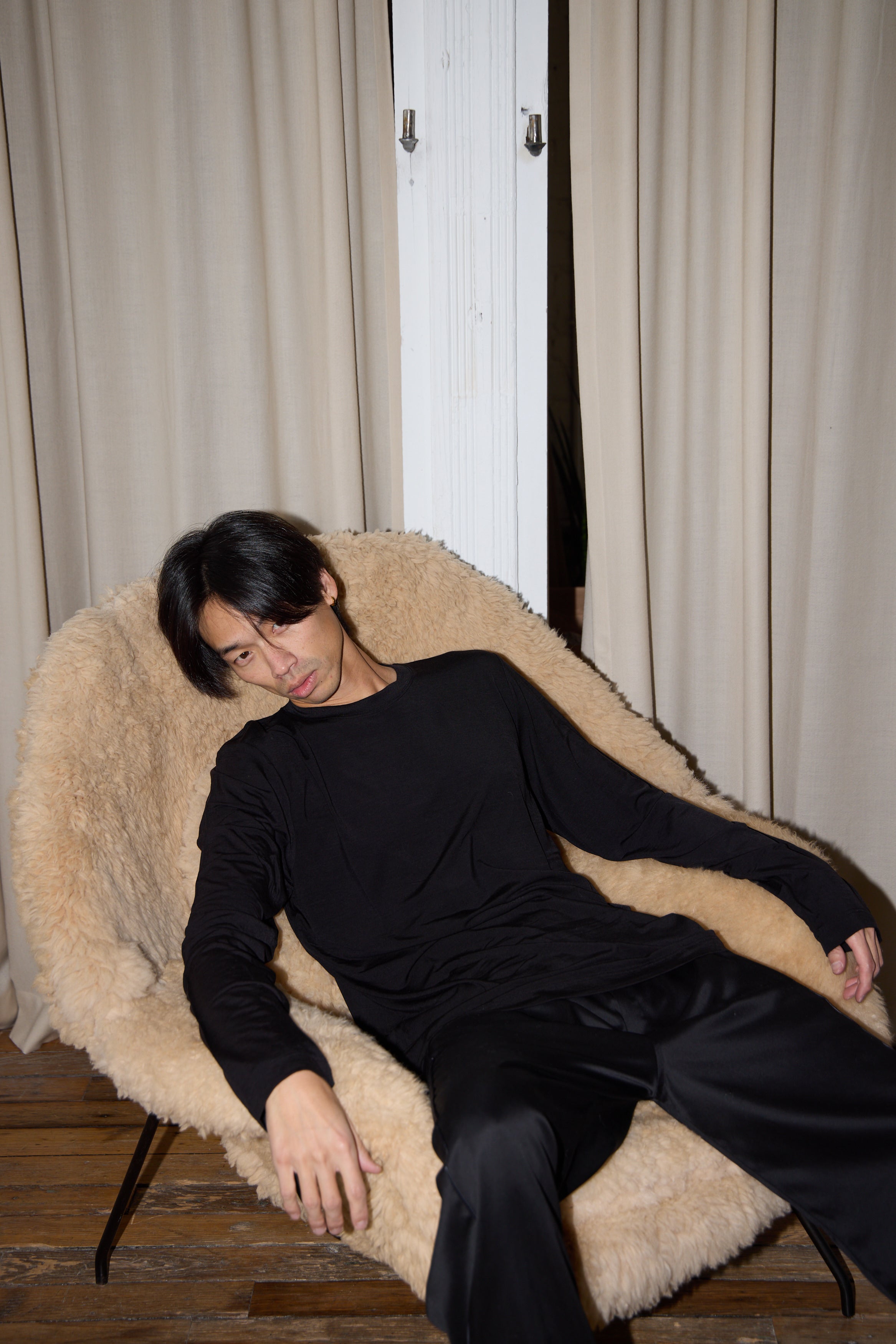 The Merino Wool Blend Long Sleeve T-Shirt in Black by CDLP