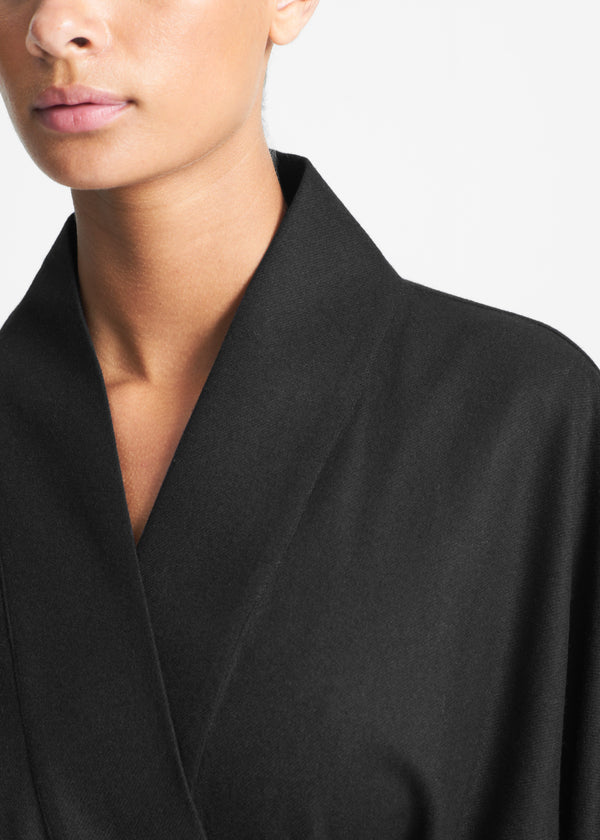 Asceno Athens Robe in Black Cashmere Wool