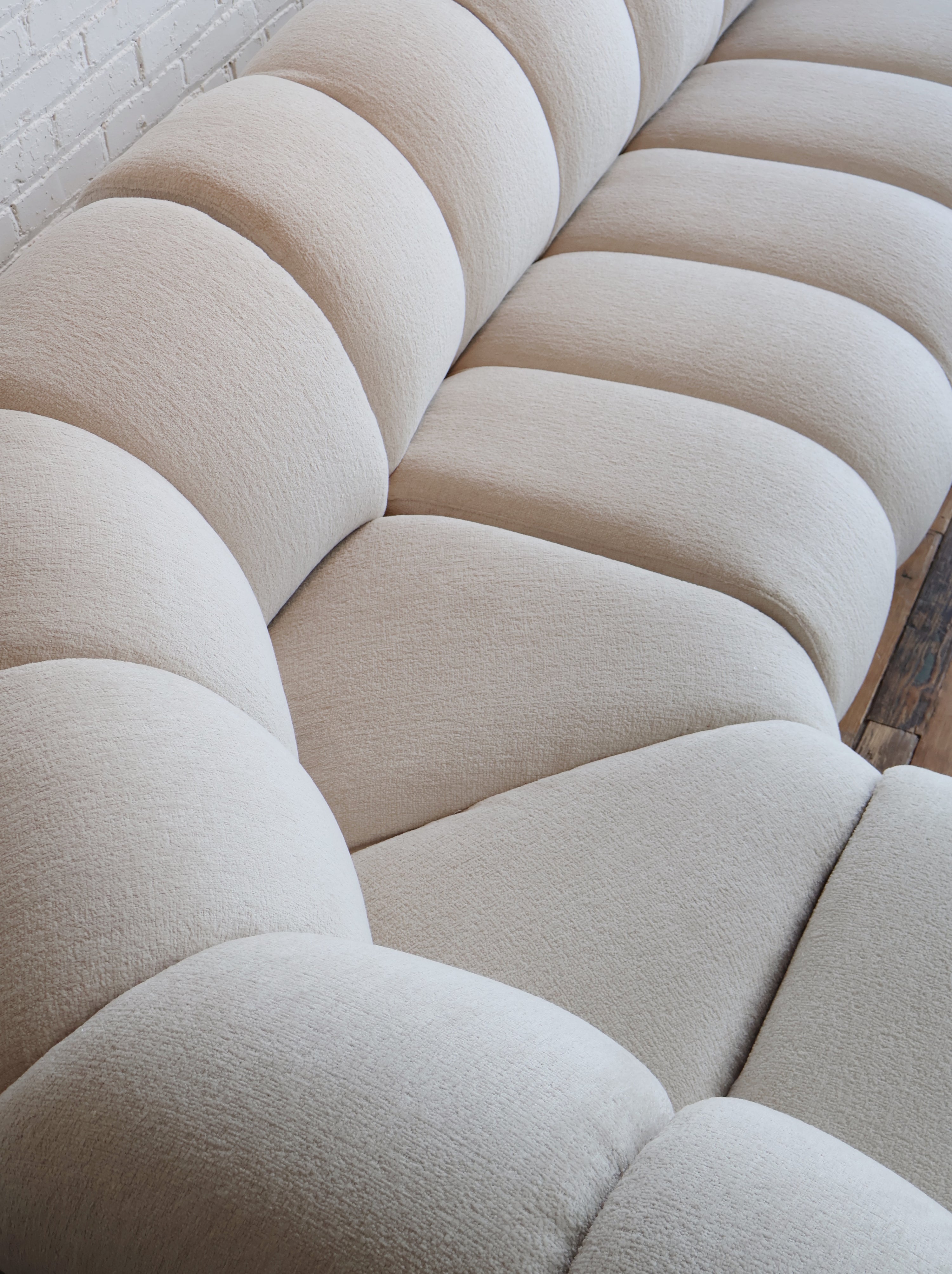 Vintage Custom Upholstered Directional Channeled Sectional Sofa