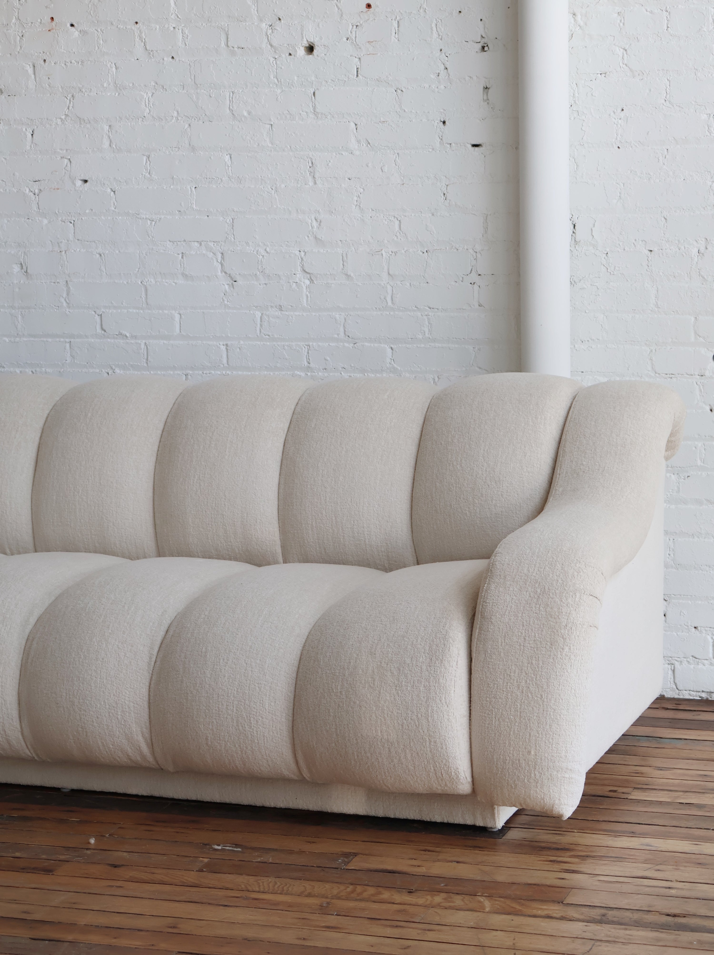 Vintage Custom Upholstered Directional Channeled Sectional Sofa
