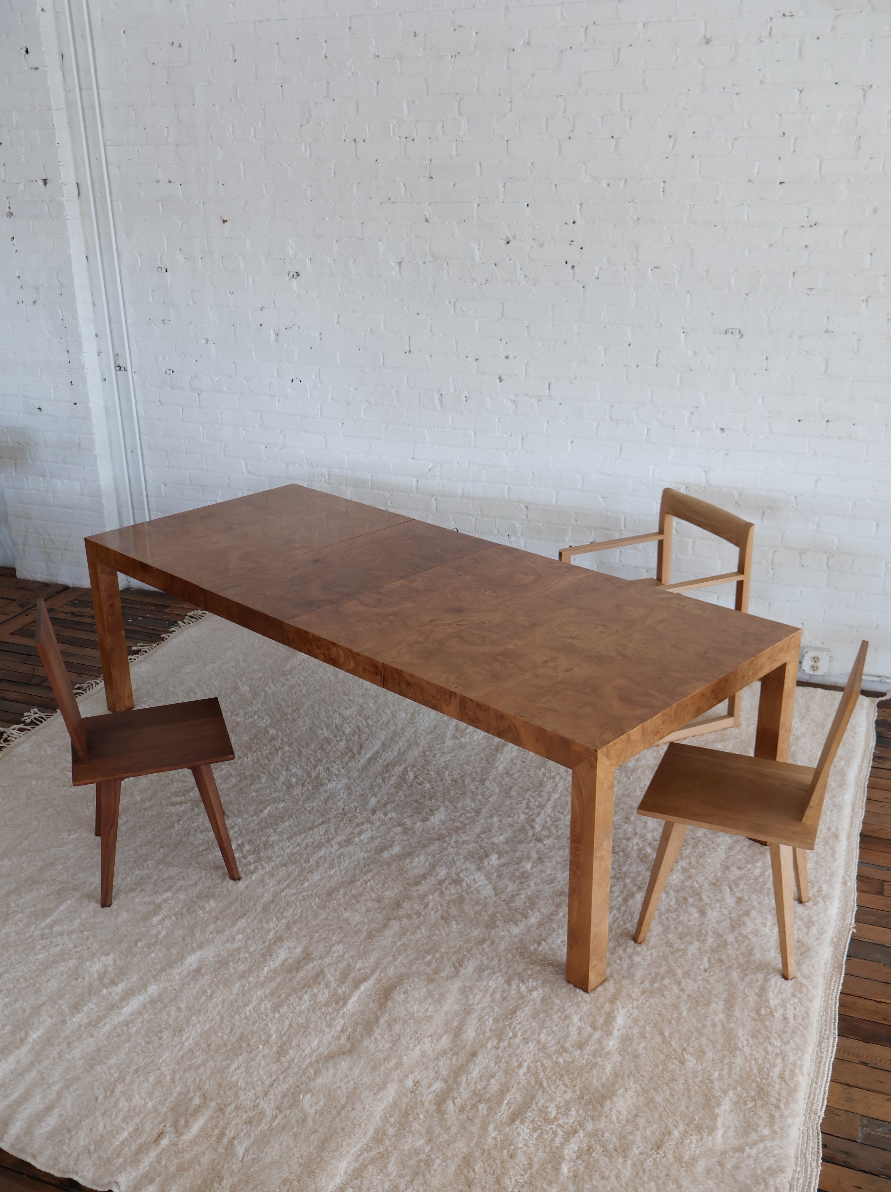 Vintage Milo Baughman Burlwood Dining Table