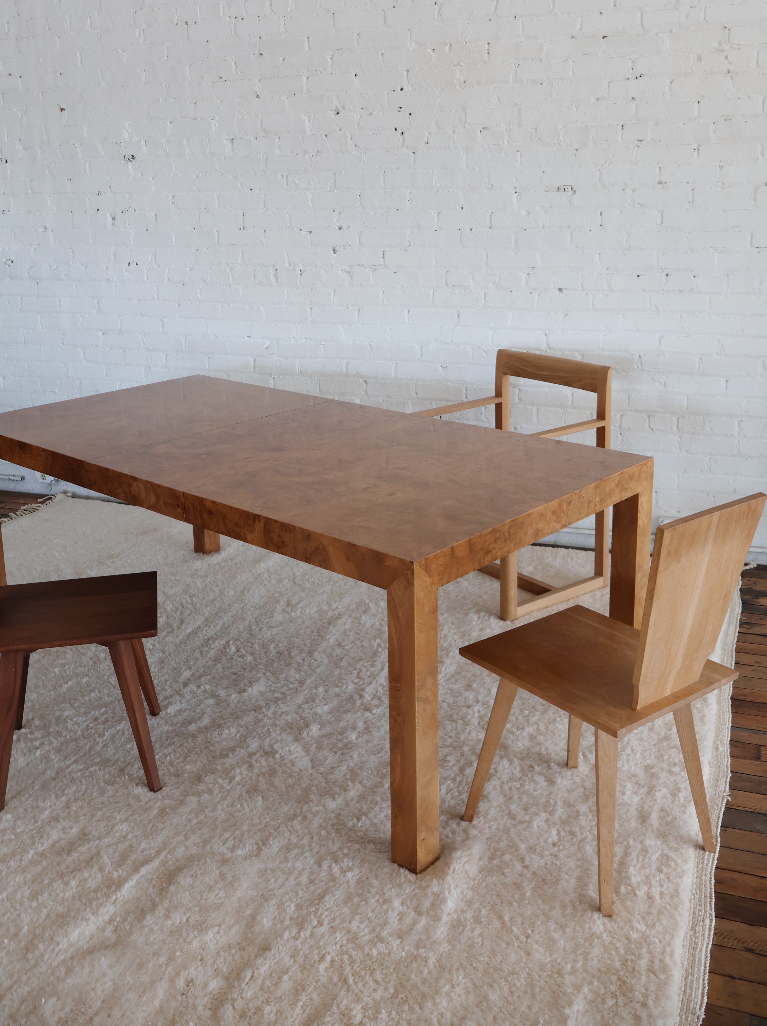Vintage Milo Baughman Burlwood Dining Table