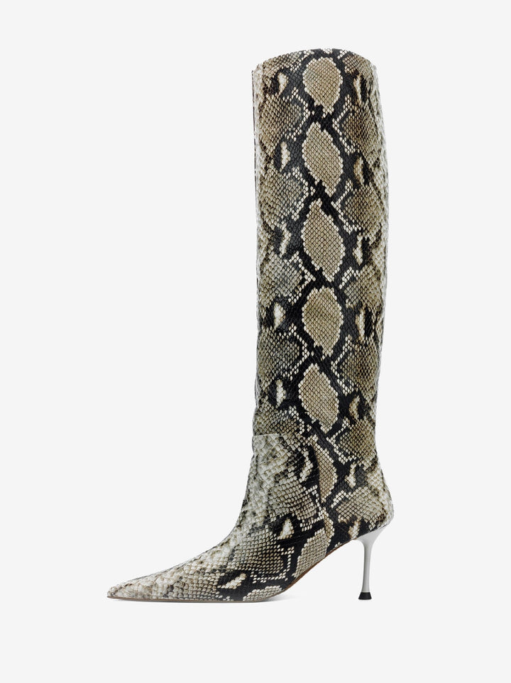Anny Nord Maniac Tall Boots in White Snake