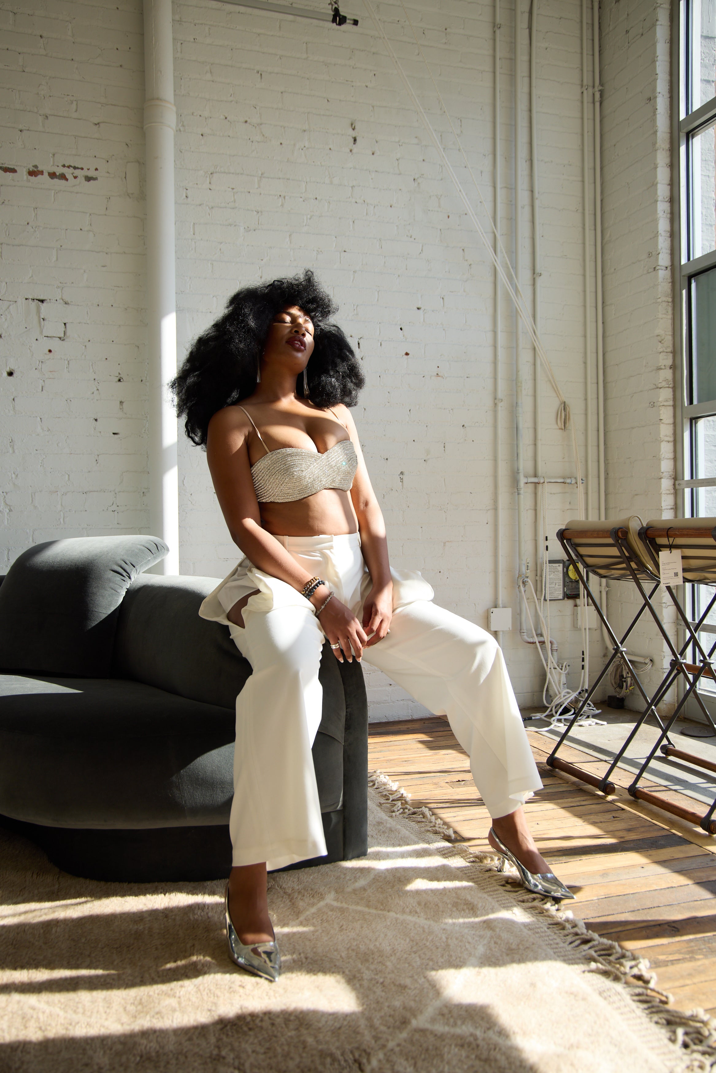 The White Trousers with Slits by Bevza