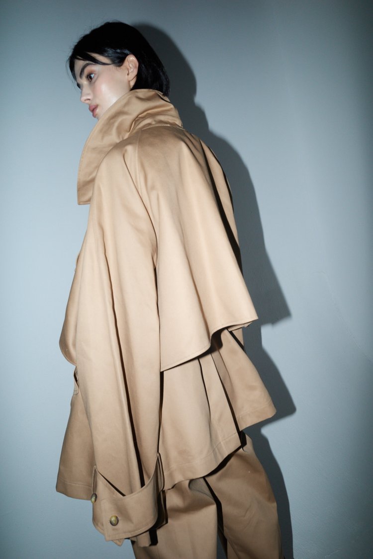 Studio Cut Short Camel Trench Coat