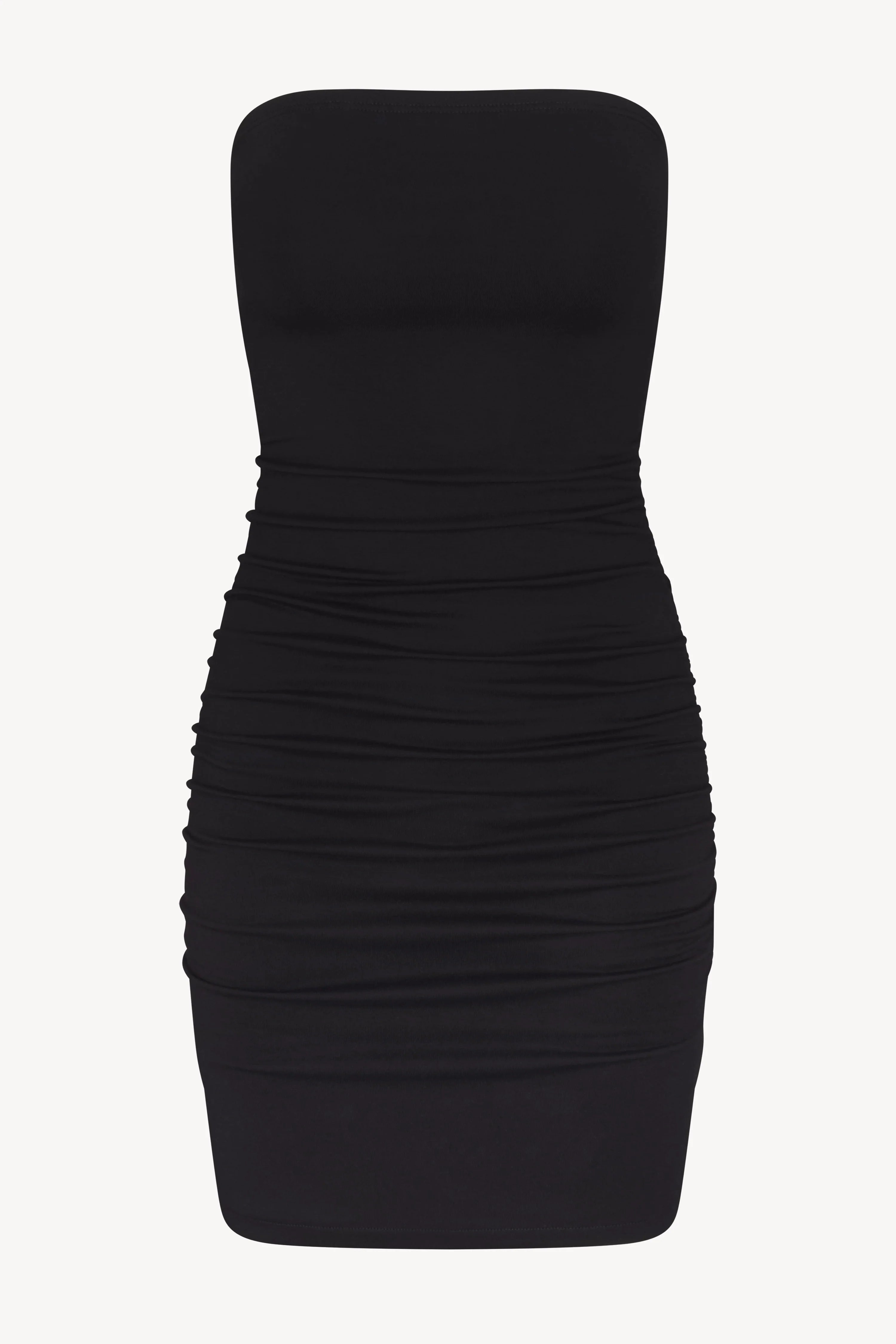 The Ruched Tube Mini Dress in Black by Éterne – Blackbird Collection