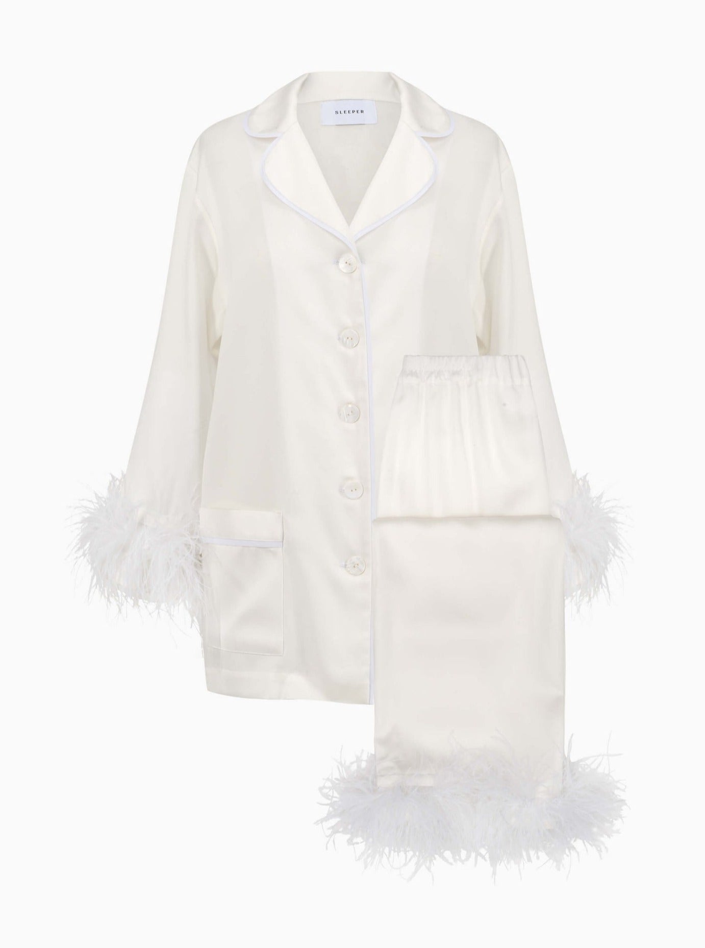 The Party White Pajamas Set with Detachable Feathers by Daily Sleeper