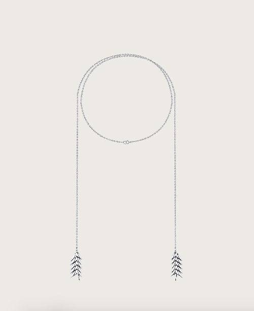 The Spikelet Long Pendant in Rhodium by Bevza
