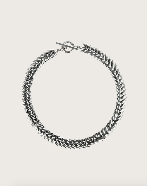 The Spikelet Necklace in Rhodium by Bevza