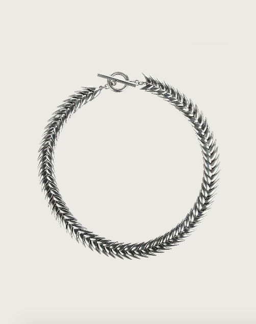 Bevza Spikelet Necklace in Rhodium