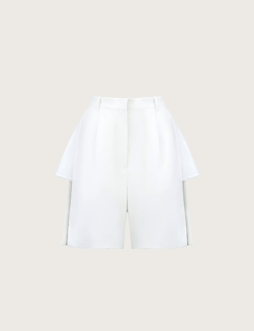 Bevza Shorts with Slits in Ivory