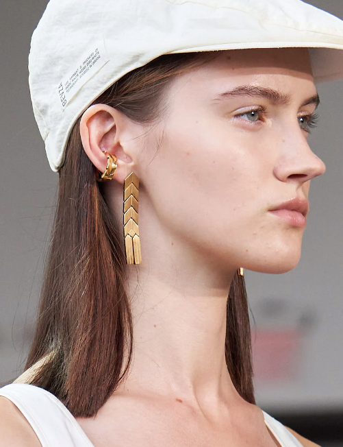Bevza Flat Spikelet Earrings in Gold