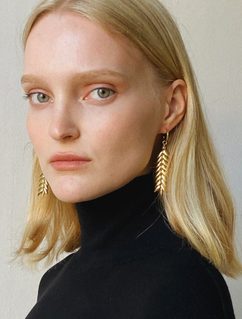 Bevza Spikelet Medium Earrings in Gold