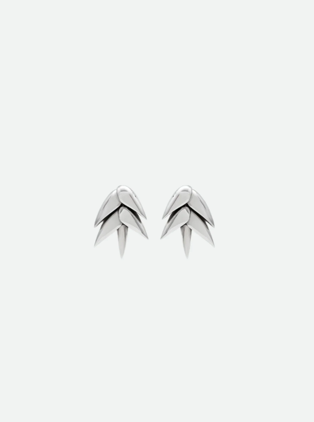 The Mini Spikelet Earrings in Rhodium by Bevza