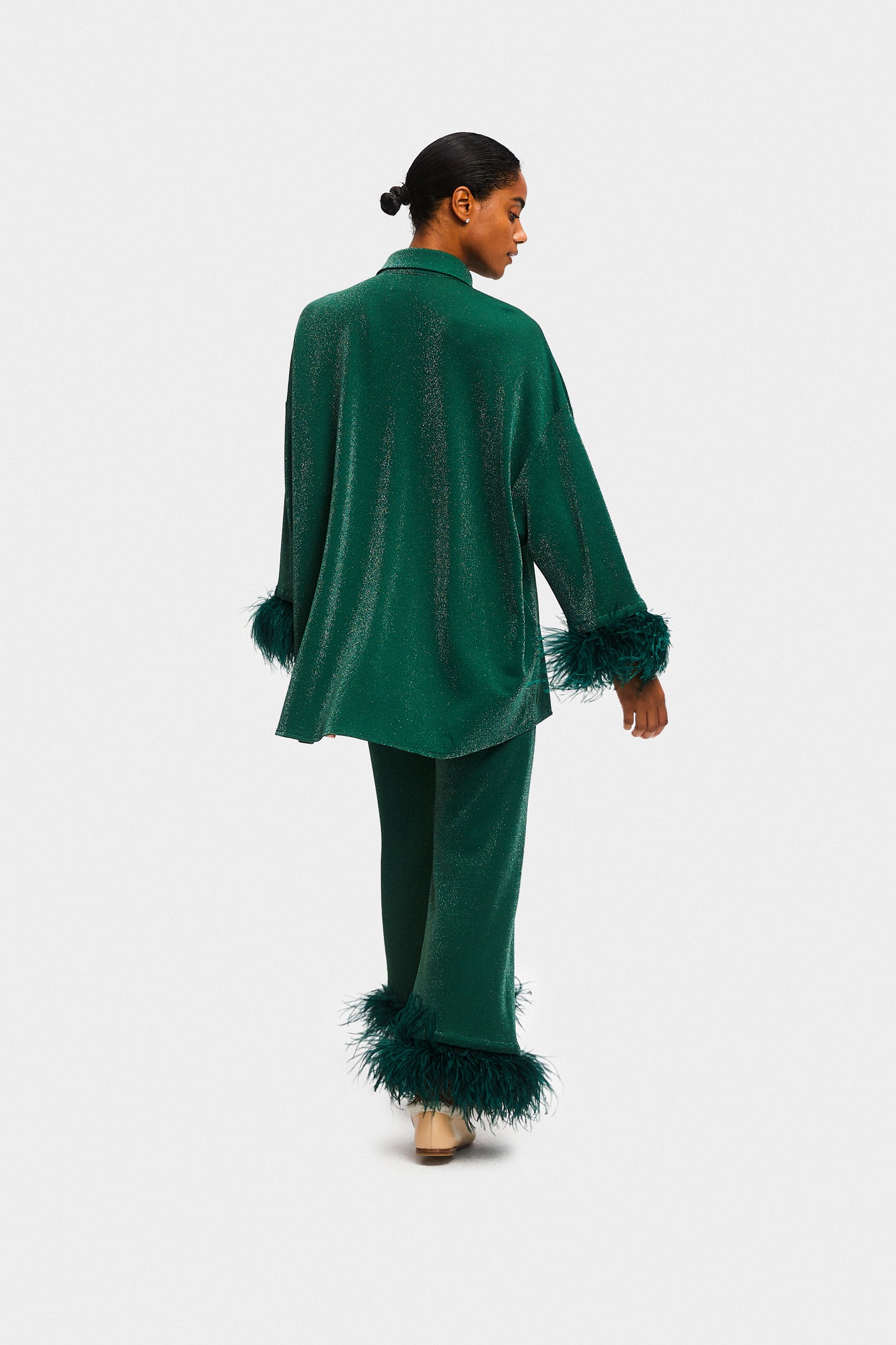 Daily Sleeper Green Cosmos Oversized Metallic Jersey Pajama Set