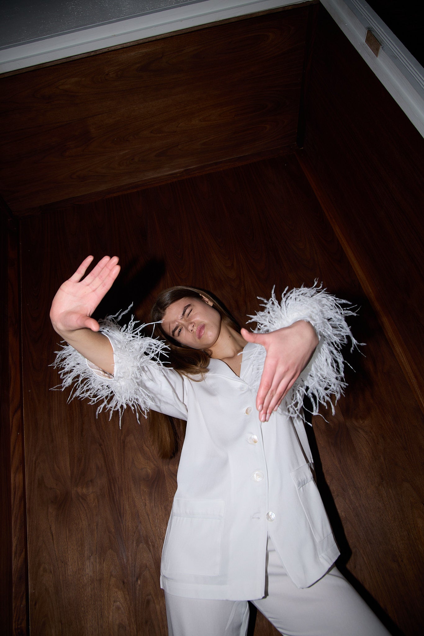 The Party White Pajamas Set with Detachable Feathers by Daily Sleeper