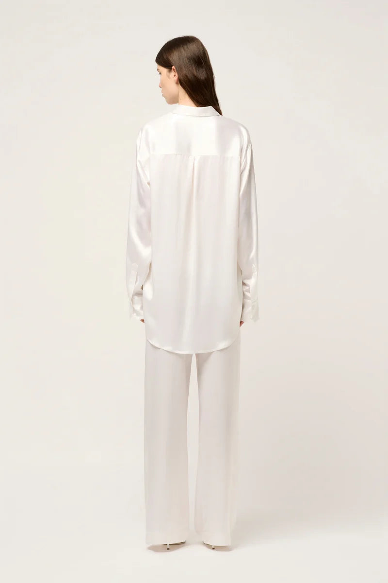 Michael Lo Sordo Relaxed Silk Boy Pant in White