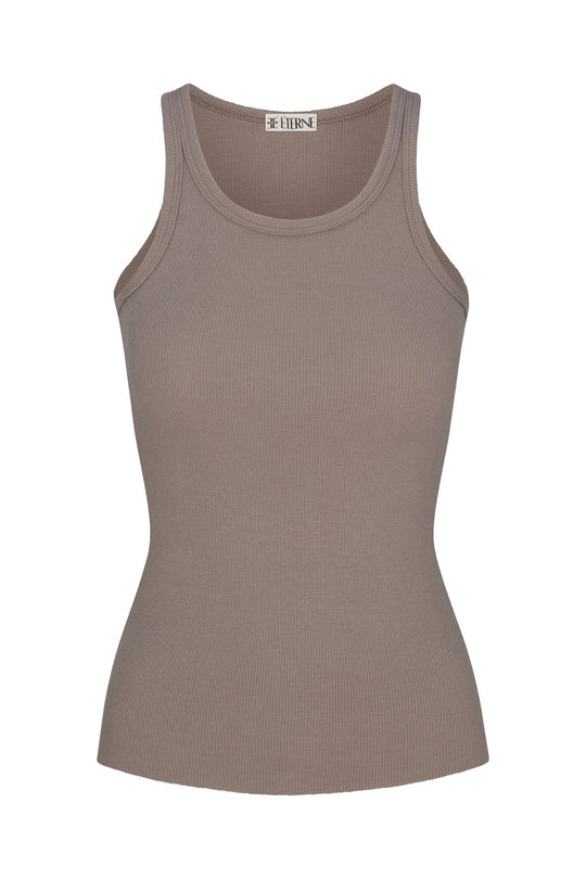 Éterne High Neck Fitted Tank in Clay
