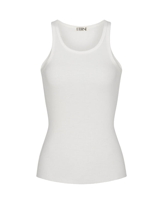 Éterne High Neck Fitted Tank in Cream