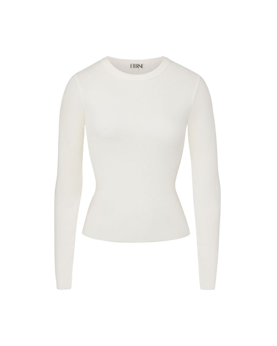 Éterne Long Sleeve Fitted Top in Cream