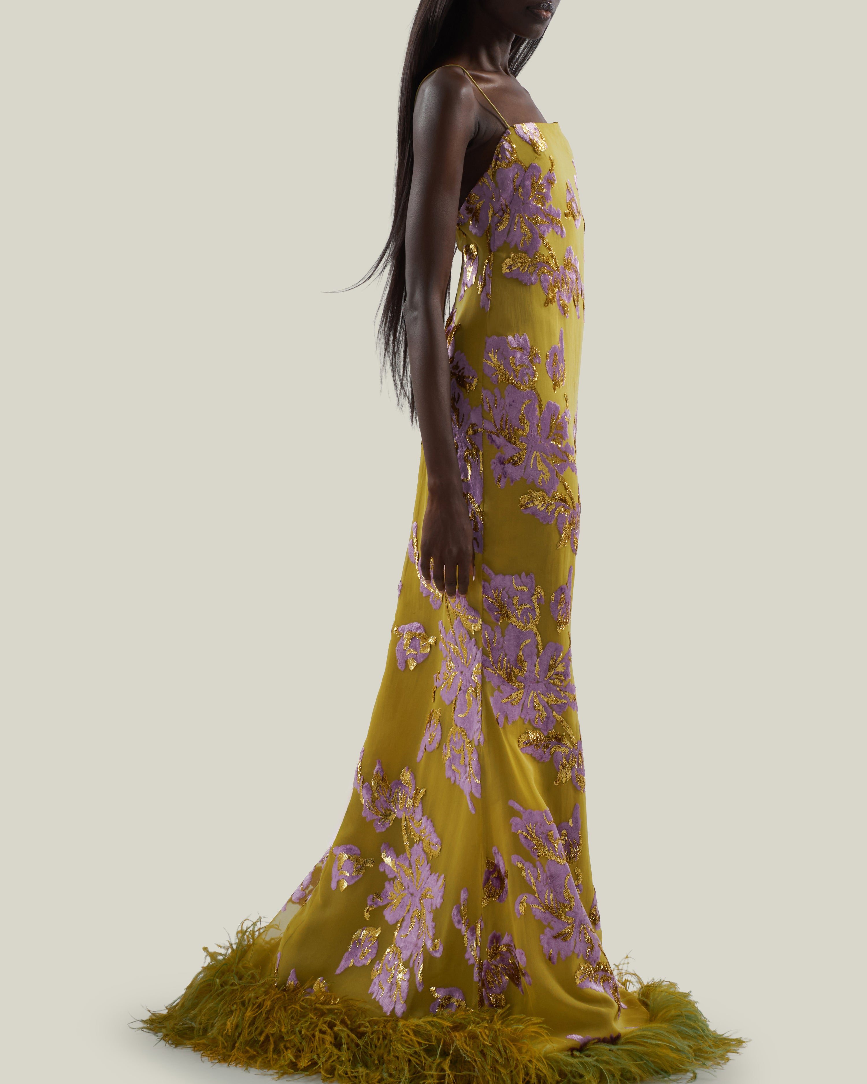 The Polignac Dress in Lavender + Gold Kiwi by Taller Marmo