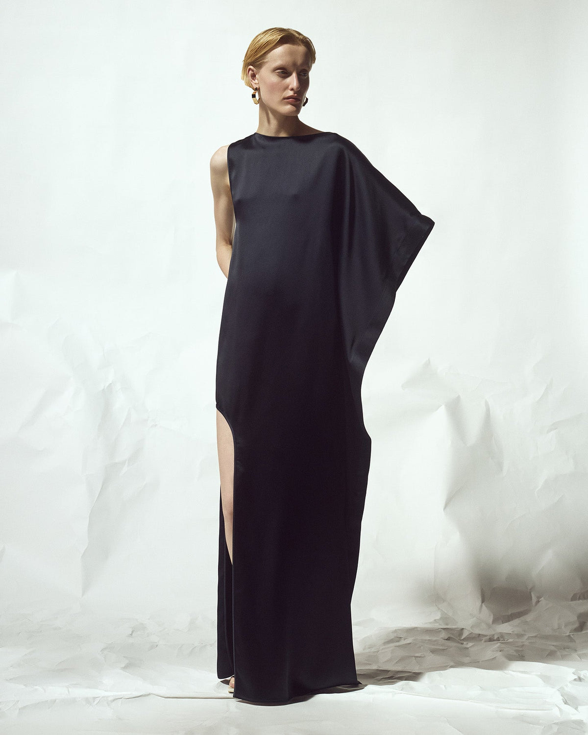 The Asymmetric Maxi Dress in Black by Bevza