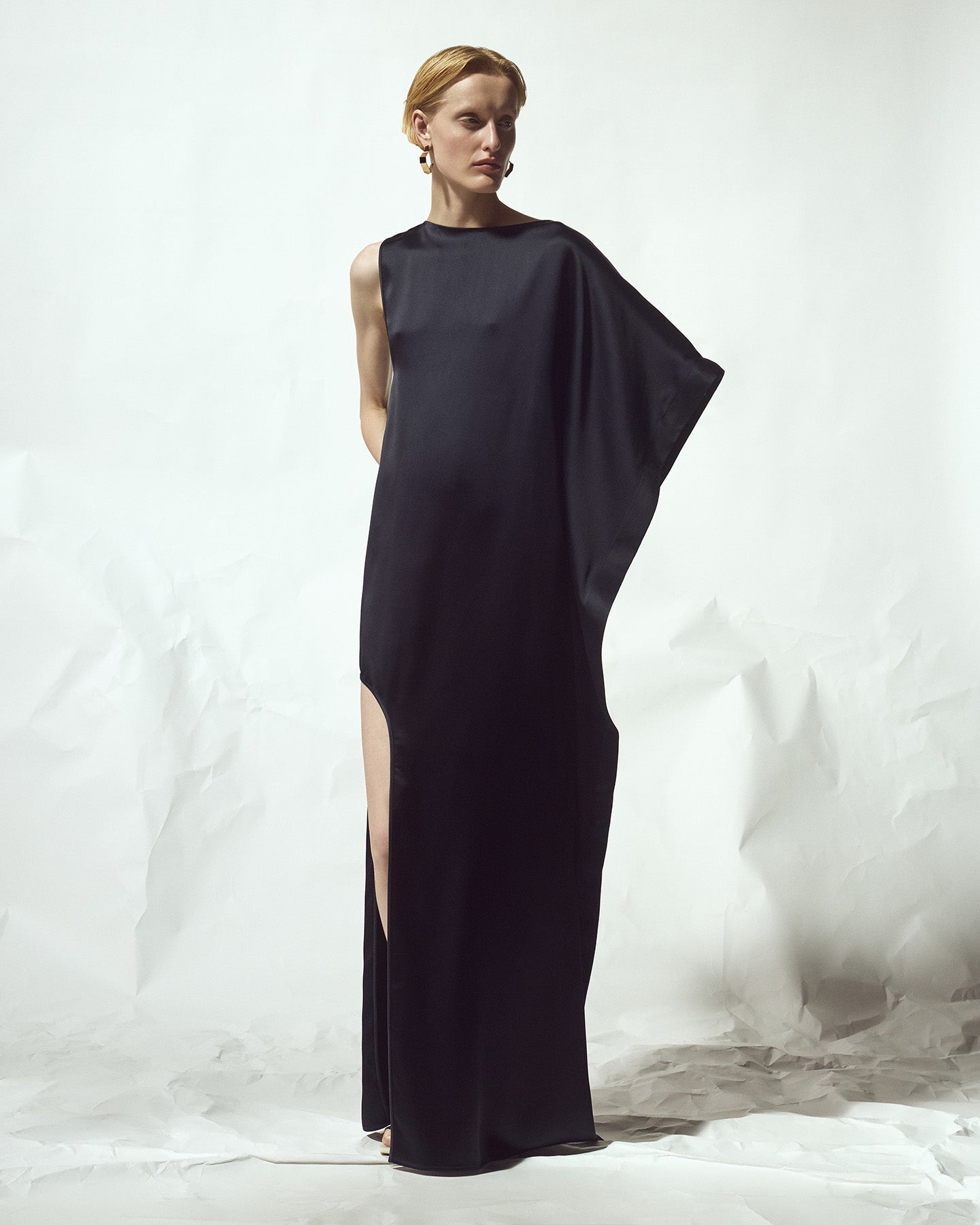 The Asymmetric Maxi Dress in Black by Bevza