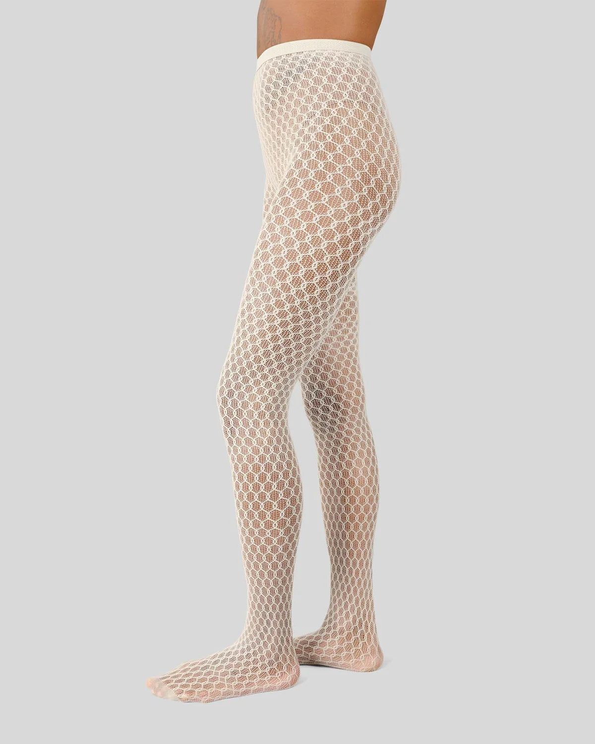 The Laura Net Tights in Oyster Grey by Swedish Stockings