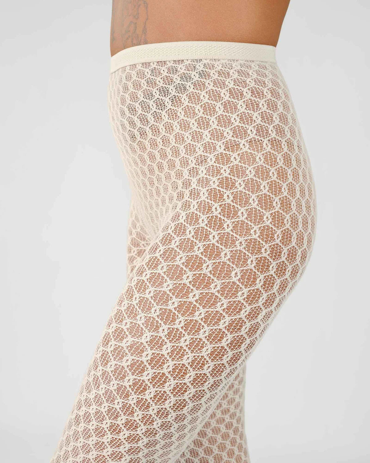 The Laura Net Tights in Oyster Grey by Swedish Stockings