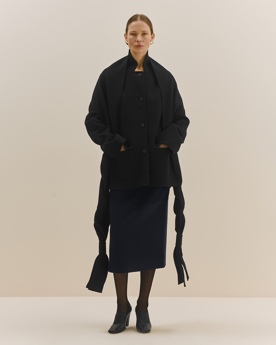 The Double-Faced Scarf in Black by Bevza