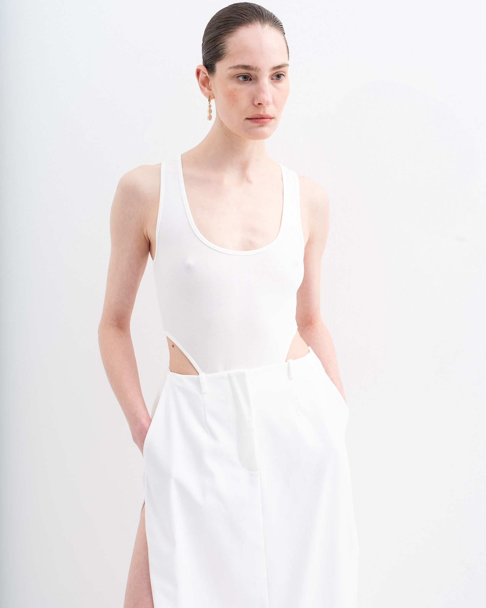 The Sharp Maxi Skirt in White by Bevza