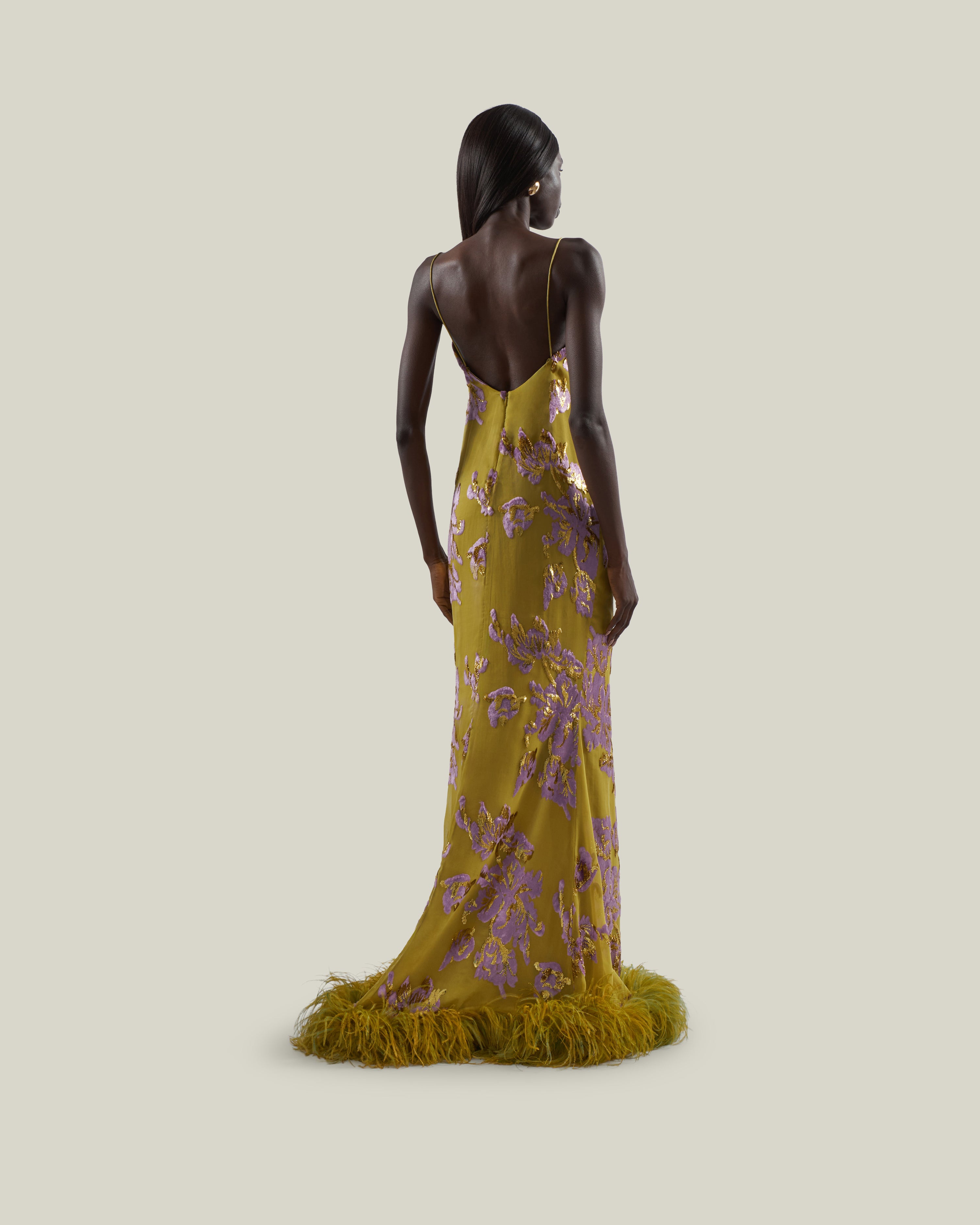 The Polignac Dress in Lavender + Gold Kiwi by Taller Marmo