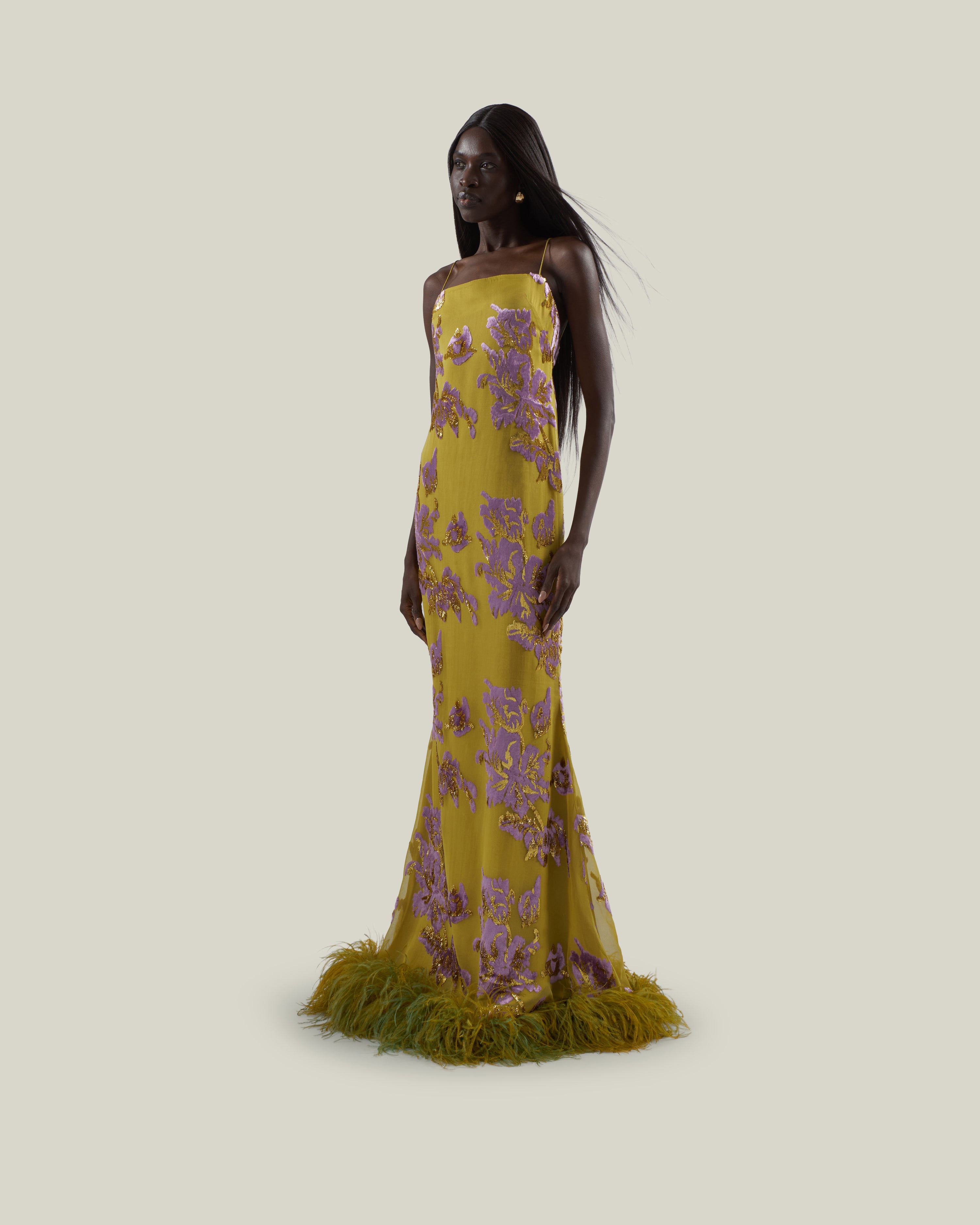 The Polignac Dress in Lavender + Gold Kiwi by Taller Marmo