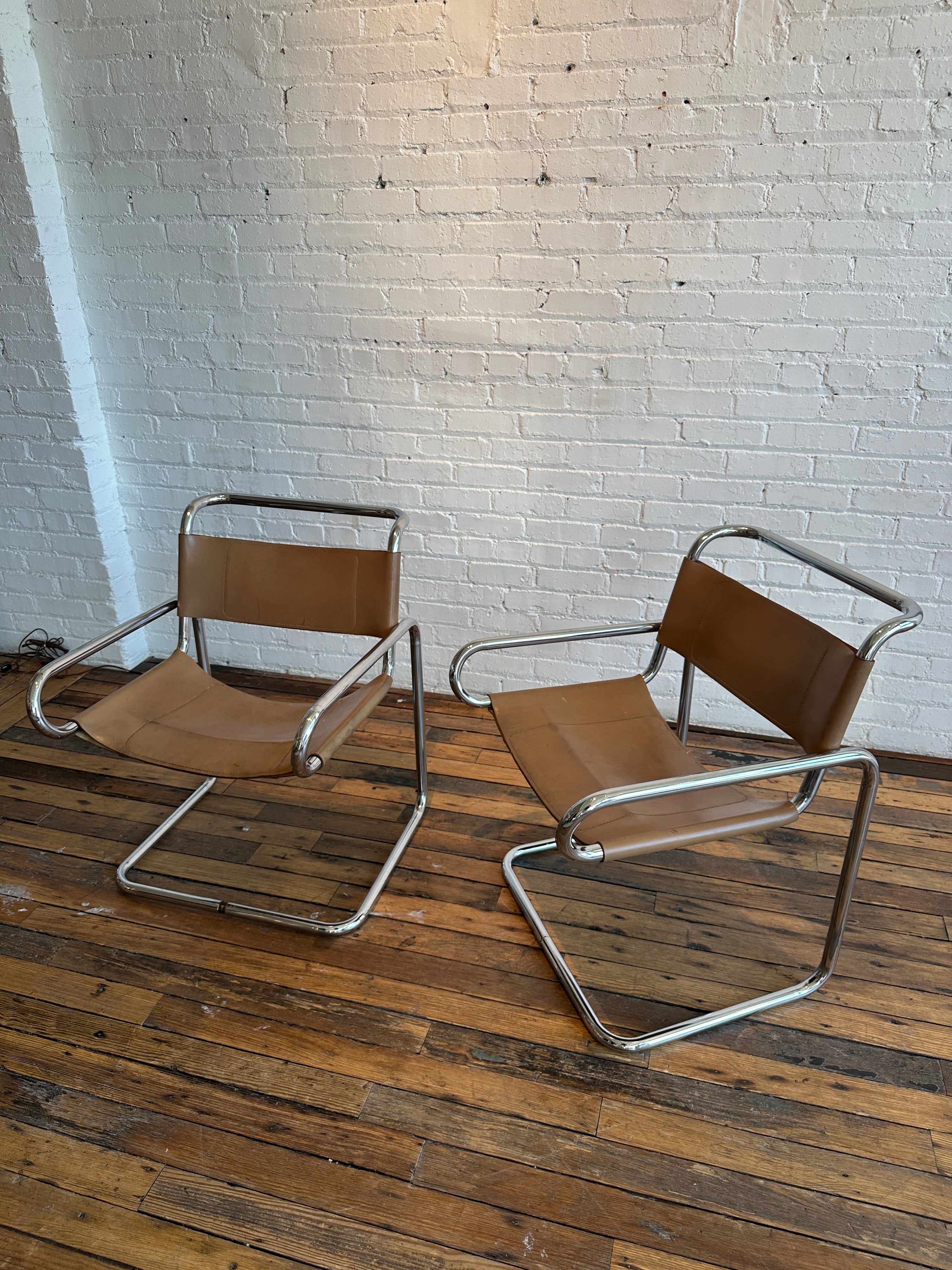 Vintage Ralph Rye Leather and Chrome Dining Chairs