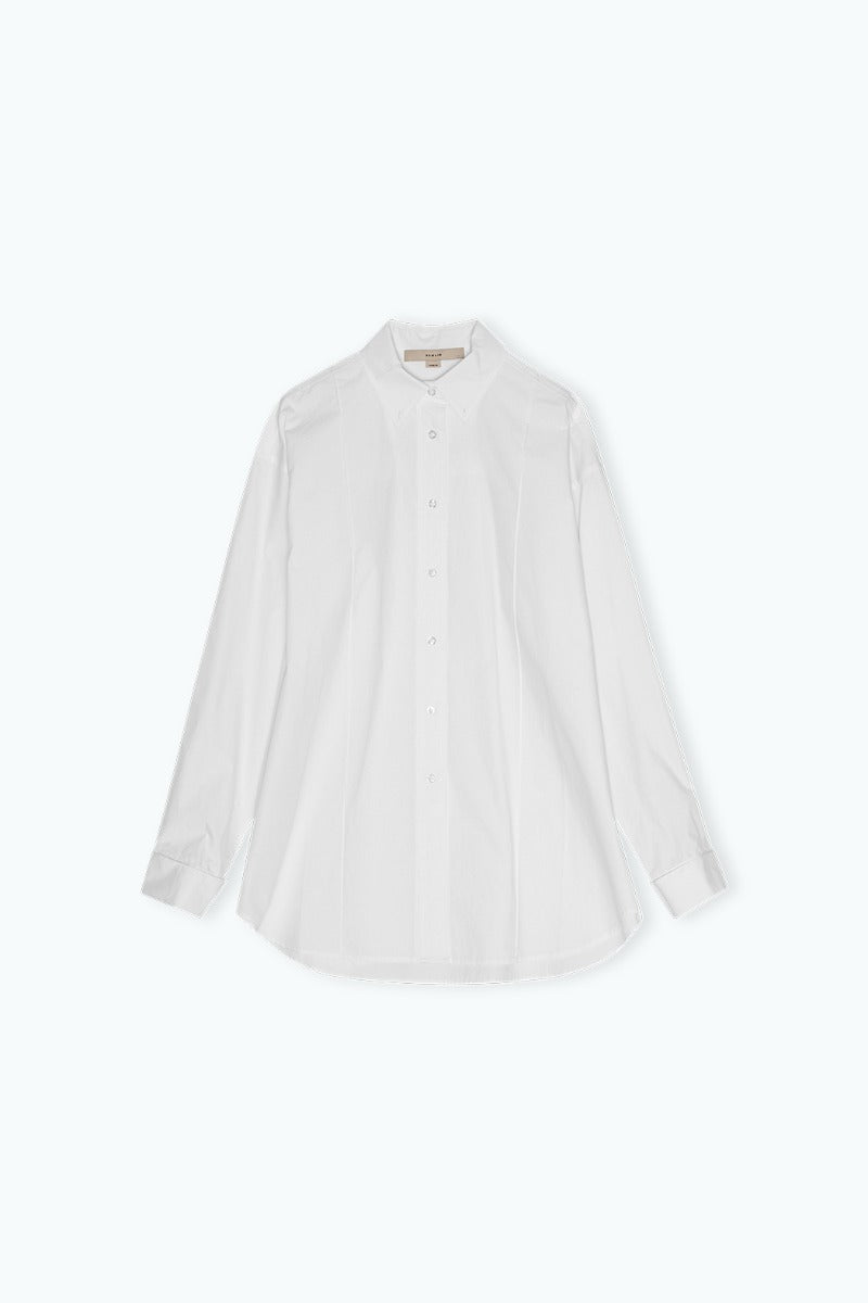 White Oversized Pintuck Shirt by REMAIN