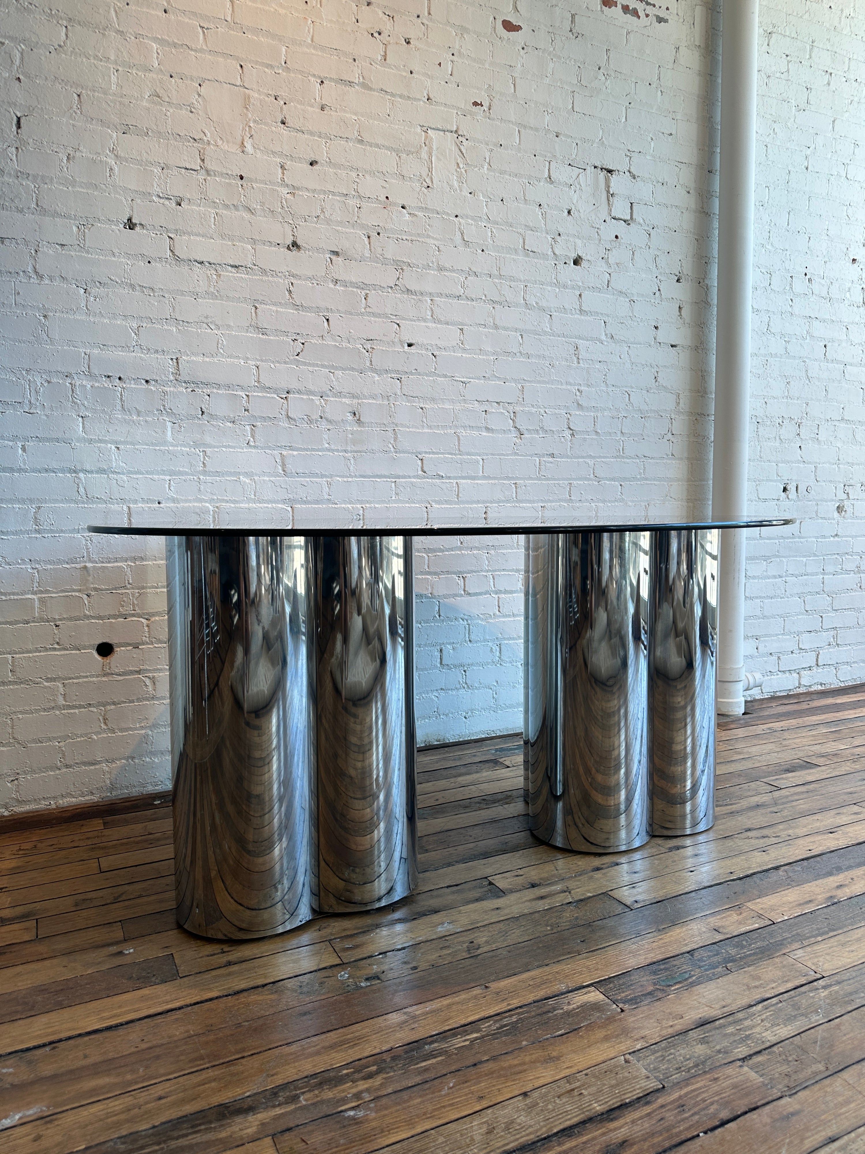 Curtis Jere Chrome & Smoked Glass Dining Table