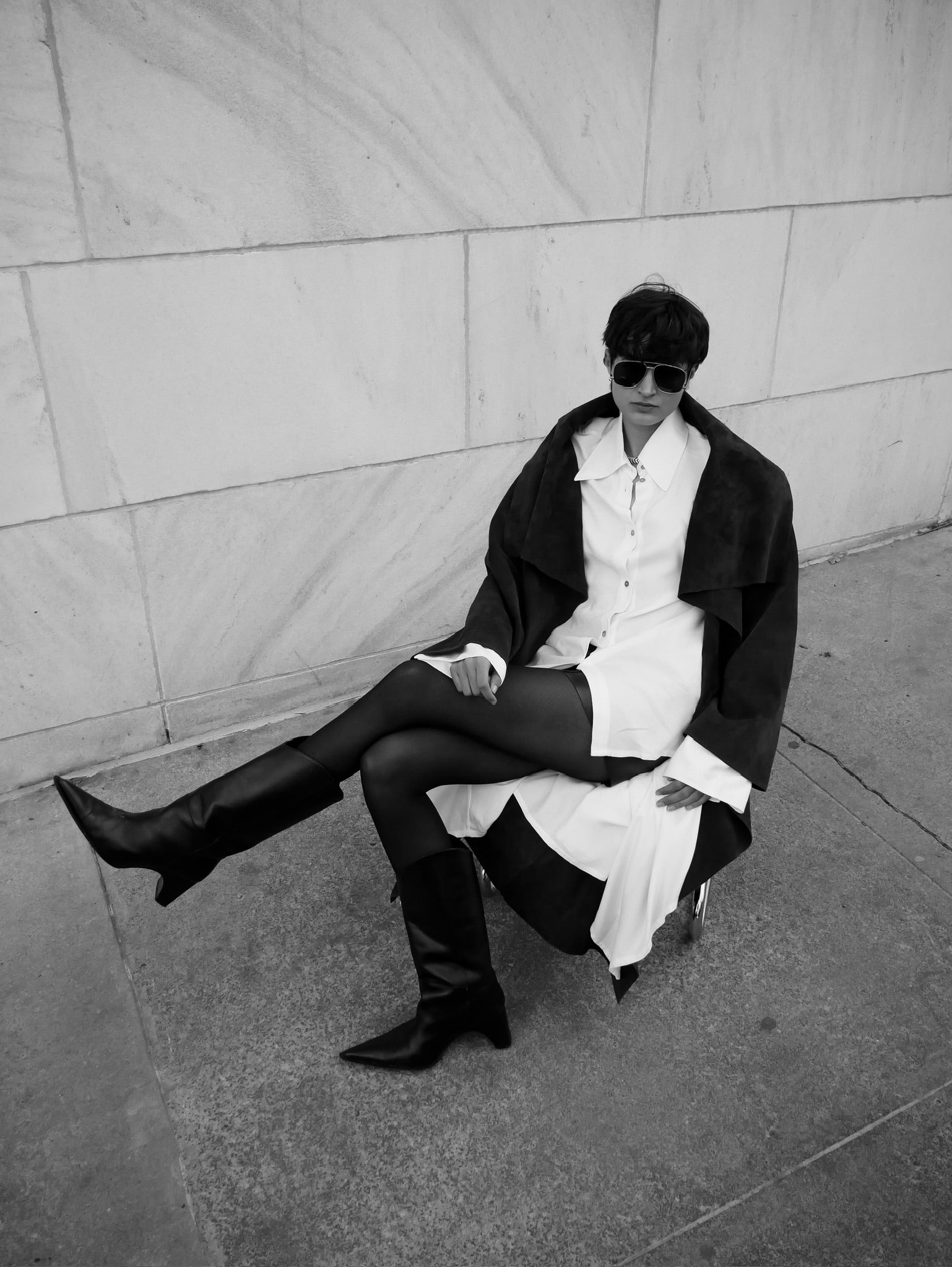 The Brown Suede Long Coat by Studio Cut